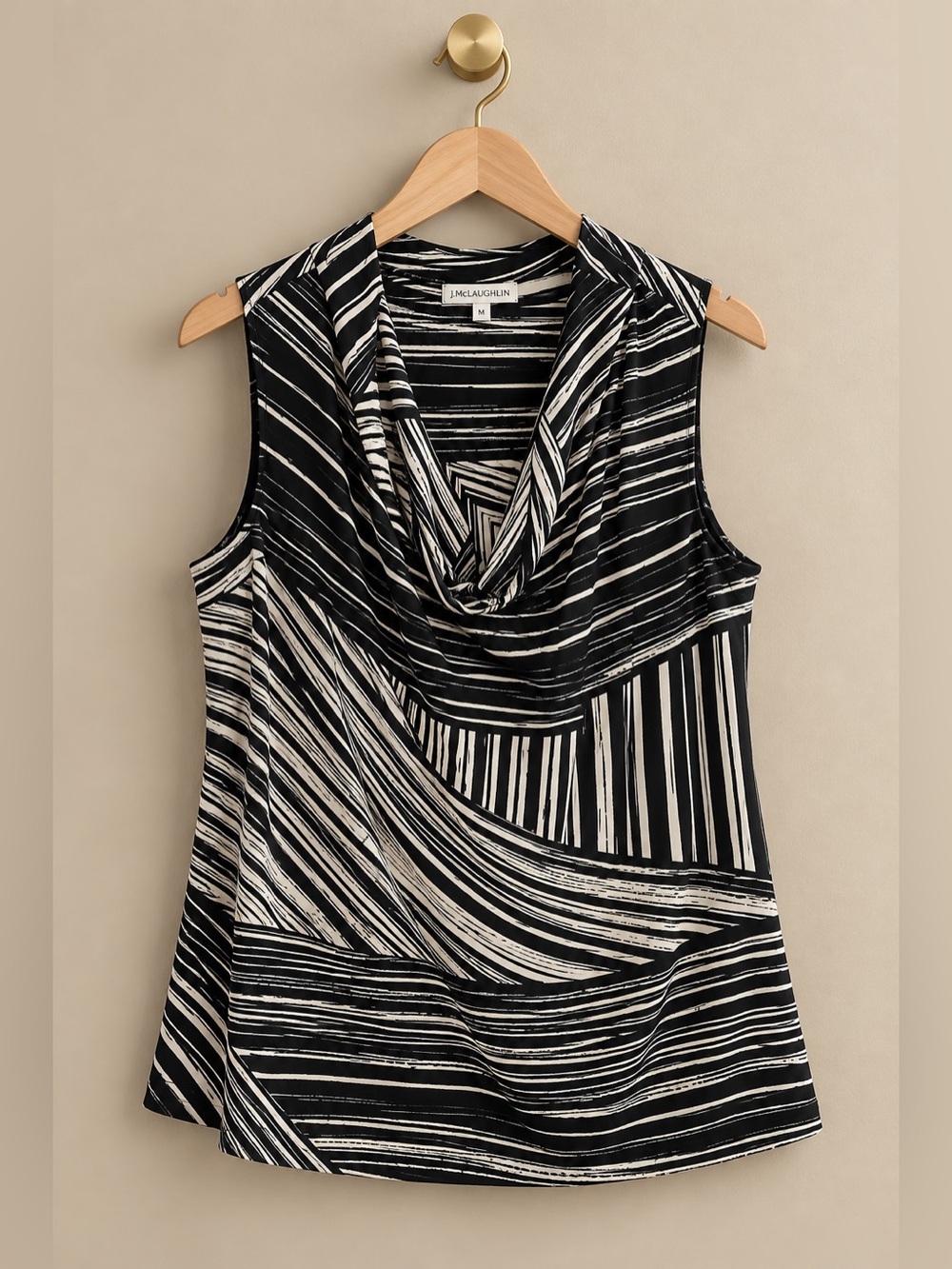 NEW Kasper Women’s Petite Linear Stripe Cowl Neck Top PM (RETAIL $70)